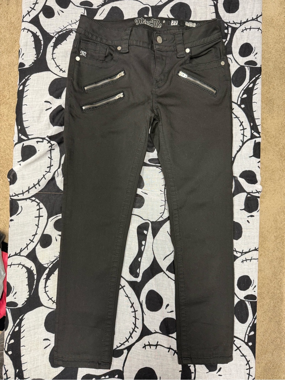 Miss Me Black Skinny Jeans with Dual Front Zippers